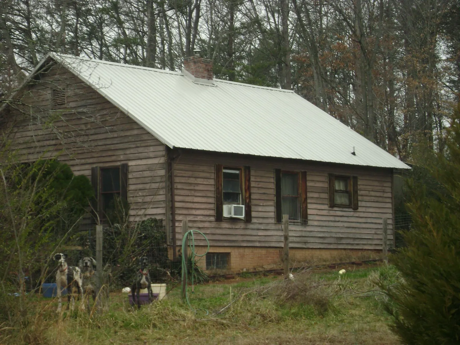 White metal roof on an old wood sided farmhouse, from a Metal Roof Installation job in Blooming Grove